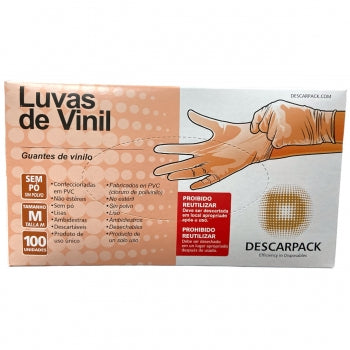 Luva De Vinil Sem Po 100 Un Descarpack M 1009 1