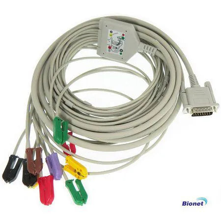 cabo ecg paciente 10 vias tipo garra para eletrocardiógrafo bionet