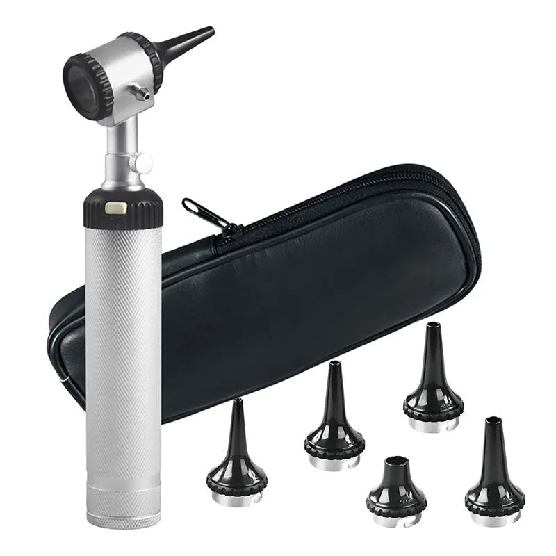 otoscópio md mark ii com 5 espéculos e estojo macio